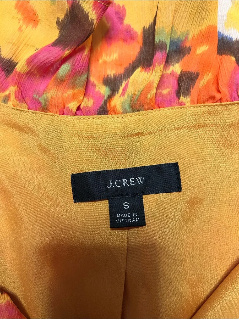 J. Crew Bright Yellow Orange & Pink Floral Ruffle Blouse